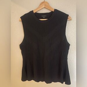 Halogen Peplum Tank with Geometric Pattern